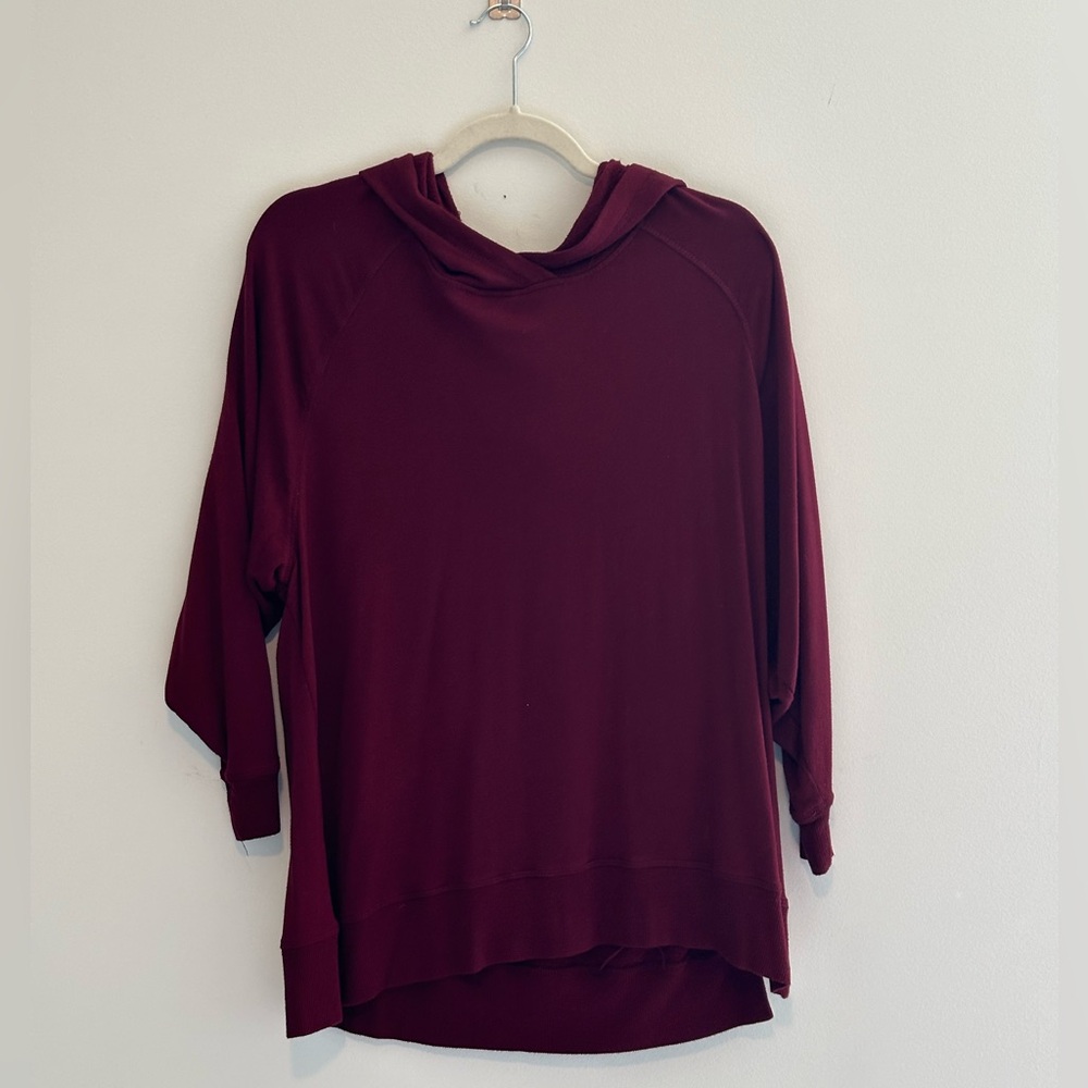 Burgundy Casual Hooded Sweater
